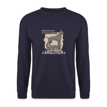 Cooles Hundehalter Motiv Dogge Deutsche Dogge - Unisex Pullover - Navy - Vorne - Alina (178cm) & Michal (187cm)