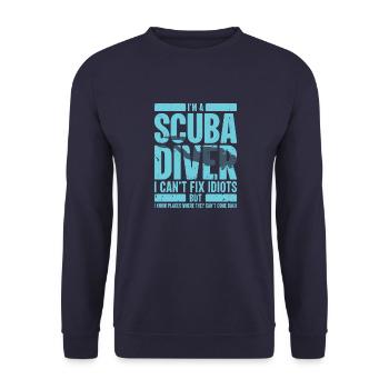 Tauchen Tief Unterwasser Sommer Lifetsyle Geschenk - Unisex Pullover - Navy - Vorne - Alina (178cm) & Michal (187cm)