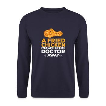 Brathähnchen Lifestyle Foodaholic Fast Food Gesche - Unisex Pullover - Navy - Vorne - Alina (178cm) & Michal (187cm)