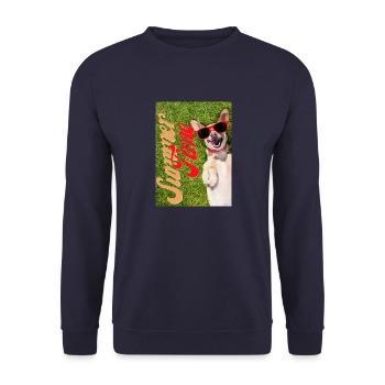 Summer Time Funny Dog Design - Unisex Sweatshirt - navy - Front - Alina (178cm) & Michal (187cm)