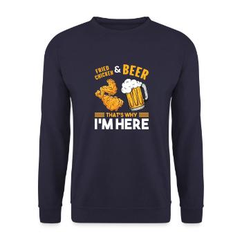 Knuspriges Brathähnchen Foodaholic Food Lover Gesc - Unisex Pullover - Navy - Vorne - Alina (178cm) & Michal (187cm)