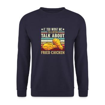 Fast Food Lifestyle Foodaholic Brathähnchen Gesche - Unisex Pullover - Navy - Vorne - Alina (178cm) & Michal (187cm)
