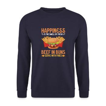 Fast Food Hamburger Foodaholic Lifestyle Geschenki - Unisex Pullover - Navy - Vorne - Alina (178cm) & Michal (187cm)