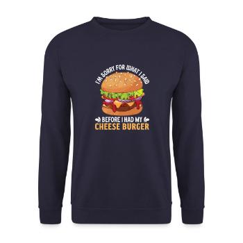 Foodaholic Fast Food Hamburger Lifestyle Geschenke - Unisex Pullover - Navy - Vorne - Alina (178cm) & Michal (187cm)