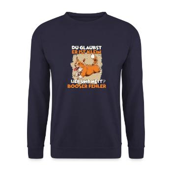 Welsh Corgi Hundeliebhaber Welsh Corgi Pembroke - Unisex Pullover - Navy - Vorne - Alina (178cm) & Michal (187cm)