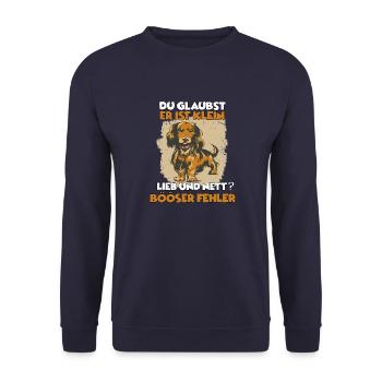 Lustiges Dackel Geschenk für Dackel Hundeliebhaber - Unisex Pullover - Navy - Vorne - Alina (178cm) & Michal (187cm)