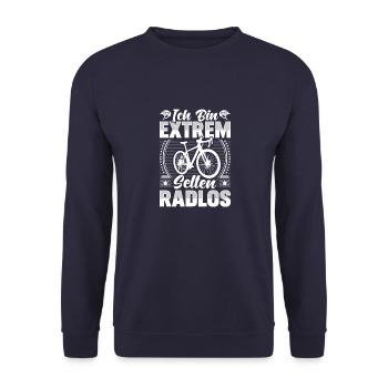 Radlos Fahrradfahrer Fahrrad Geschenk - Unisex Pullover - Navy - Vorne - Alina (178cm) & Michal (187cm)