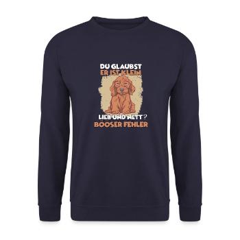 Dackel Hundehalter Langhaardackel Hundeliebhaber - Unisex Pullover - Navy - Vorne - Alina (178cm) & Michal (187cm)