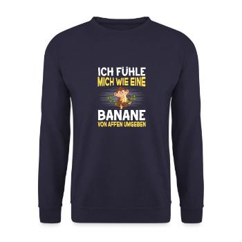 Banane Affen Bauarbeiter Arbeit - Unisex Pullover - Navy - Vorne - Alina (178cm) & Michal (187cm)