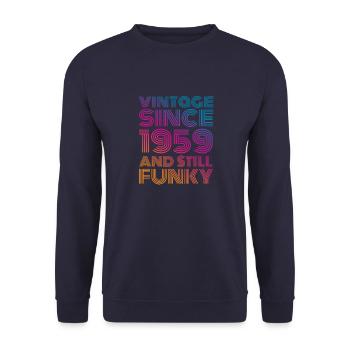 Born 1959 Retro 63 Birthday Gift - Unisex Sweatshirt - navy - Front - Alina (178cm) & Michal (187cm)