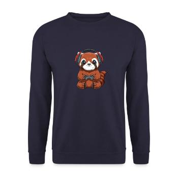 Gamer Red Panda - Online Gaming Computer - Unisex Pullover - Navy - Vorne - Alina (178cm) & Michal (187cm)