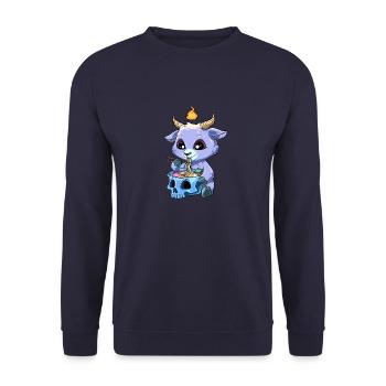 Pastell Goth Ramen Baphomet - Otaku Anime Manga - Unisex Pullover - Navy - Vorne - Alina (178cm) & Michal (187cm)