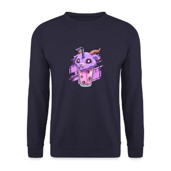 Boba Tea Pastell Goth Style - Kawaii Bubble Tee - Unisex Pullover - Navy - Vorne - Alina (178cm) & Michal (187cm)