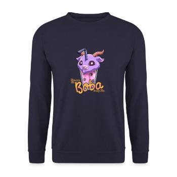 Bubble Tea Pastell Goth Style - Kawaii Bubble Tea - Unisex Pullover - Navy - Vorne - Alina (178cm) & Michal (187cm)