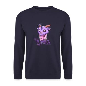 Bubble Tea Pastel Goth Nu Goth - Kawaii Bubble Tea - Unisex Pullover - Navy - Vorne - Alina (178cm) & Michal (187cm)