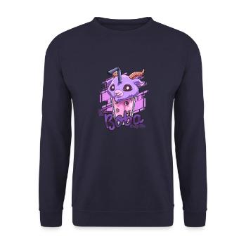 Bubble Tea Nu Goth Style - Otaku Bubble Tea - Unisex Pullover - Navy - Vorne - Alina (178cm) & Michal (187cm)