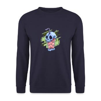 Boba Tea Pastell Goth Style - Kawaii Bubble Tee - Unisex Pullover - Navy - Vorne - Alina (178cm) & Michal (187cm)