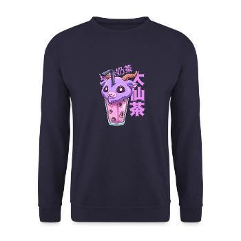 Bubble Tee Pastell Goth Baphomet - Kawaii Bubble - Unisex Pullover - Navy - Vorne - Alina (178cm) & Michal (187cm)