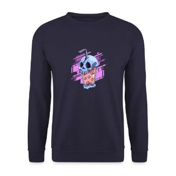 Bubble Tea Nu Goth Style - Otaku Bubble Tea - Unisex Pullover - Navy - Vorne - Alina (178cm) & Michal (187cm)