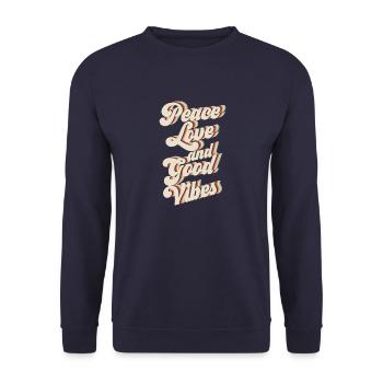 Paix Amour Et Bonnes Vibrations - Sweat-shirt Unisexe - marine - Devant - Alina (178cm) & Michal (187cm)