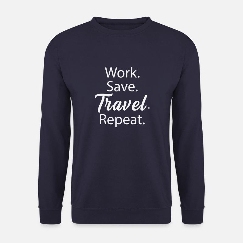 Work. Save. Travel. Repeat. - Unisex Pullover - Navy