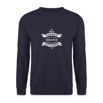 Les vrais héros naissent en septembre - Sweat-shirt Unisexe - marine - Devant - Alina (178cm) & Michal (187cm)