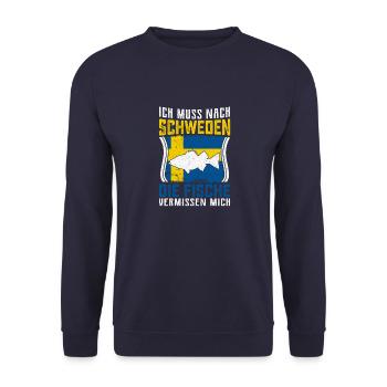 Angeln in Schweden Angeltrip Geschenk - Unisex Pullover - Navy - Vorne - Alina (178cm) & Michal (187cm)