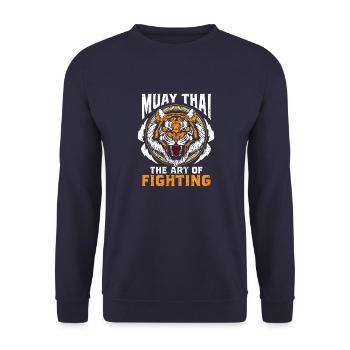 Muay Thai Die Kunst des Kämpfens - Thai Boxing - Unisex Pullover - Navy - Vorne - Alina (178cm) & Michal (187cm)