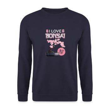 Bonsai Japanese Cherry Blossom Saying Gift Idea - Unisex Sweatshirt - navy - Front - Alina (178cm) & Michal (187cm)