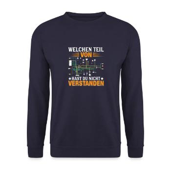 Elektriker Elektroniker Geschenk - Unisex Pullover - Navy - Vorne - Alina (178cm) & Michal (187cm)