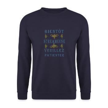 Tshirt femme Bientôt Streameuse veuillez patienter - Sweat-shirt Unisexe - marine - Devant - Alina (178cm) & Michal (187cm)