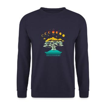 Bonsaï Arbre du Monde Spirituel Arbre Jour Cycle Nuit - Sweat-shirt Unisexe - marine - Devant - Alina (178cm) & Michal (187cm)