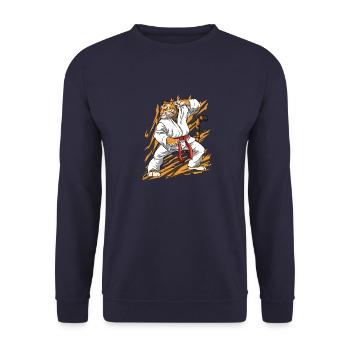 Karate Tiger - Kampfkarate Japanische Kampfkünste - Unisex Pullover - Navy - Vorne - Alina (178cm) & Michal (187cm)