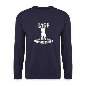 Lustiges Yorkshire Terrier Hunde Geschenk Yorkie - Unisex Pullover - Navy - Vorne - Alina (178cm) & Michal (187cm)