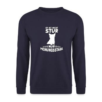 Lustig Hundehalter Motiv Yorkshire Terrier Yorkie - Unisex Pullover - Navy - Vorne - Alina (178cm) & Michal (187cm)