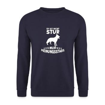 Witzig Hunde Spruch Motiv Deutscher Schäferhund - Unisex Pullover - Navy - Vorne - Alina (178cm) & Michal (187cm)