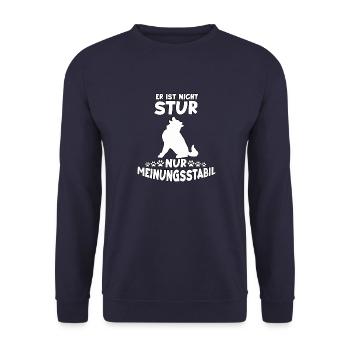 Lustiges Samojeden Hunde Geschenk Samojede - Unisex Pullover - Navy - Vorne - Alina (178cm) & Michal (187cm)