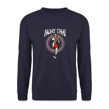 Muay Thai Skeleton Thaiboxen und Kickboxen - Unisex Pullover - Navy - Vorne - Alina (178cm) & Michal (187cm)