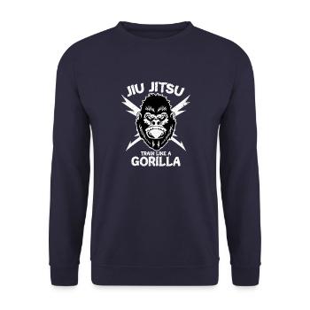 BJJ Gorilla - Brasilianisches Jiu Jitsu und - Unisex Pullover - Navy - Vorne - Alina (178cm) & Michal (187cm)