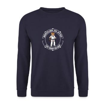 Niedlicher Jiu Jitsu Tiger - Kämpfen MMA BJJ - Unisex Pullover - Navy - Vorne - Alina (178cm) & Michal (187cm)