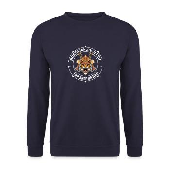 Jiu Jitsu Tiger Samurai - Kämpfen MMA BJJ - Unisex Pullover - Navy - Vorne - Alina (178cm) & Michal (187cm)