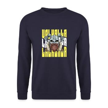 Retro Walhalla Wikinger-Krieger - Unisex Pullover - Navy - Vorne - Alina (178cm) & Michal (187cm)