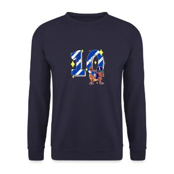 10 Jahre alter Dino American Football 10. Geburtstag - Unisex Pullover - Navy - Vorne - Alina (178cm) & Michal (187cm)