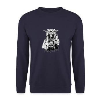 Teufel Baphomet Gothic Hexe Okkult - Unisex Pullover - Navy - Vorne - Alina (178cm) & Michal (187cm)