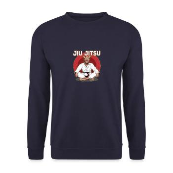 BJJ Oni Demon - Brasilianisches Jiu Jitsu MMA - Unisex Pullover - Navy - Vorne - Alina (178cm) & Michal (187cm)