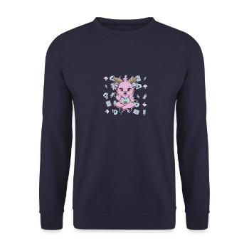 Kawaii Baby Baphomet Ziege - Pastell Goth Nu Goth - Unisex Pullover - Navy - Vorne - Alina (178cm) & Michal (187cm)