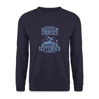 Zimmerer Geburtstag September Geburtsmonat - Unisex Pullover - Navy - Vorne - Alina (178cm) & Michal (187cm)