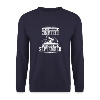 Zimmerer Geburtstag September Geburtsmonat - Unisex Pullover - Navy - Vorne - Alina (178cm) & Michal (187cm)