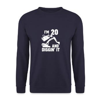 Ich bin 20 und Diggin' It - Unisex Pullover - Navy - Vorne - Alina (178cm) & Michal (187cm)