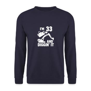 Ich bin 33 und Diggin' It - Unisex Pullover - Navy - Vorne - Alina (178cm) & Michal (187cm)